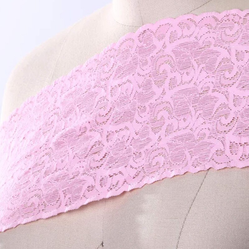 Wide Pink Stretch Lace Trim Heavy Duty 5&#x22; Elastic Floral Ribbon for Sewing &#x26; Lingerie