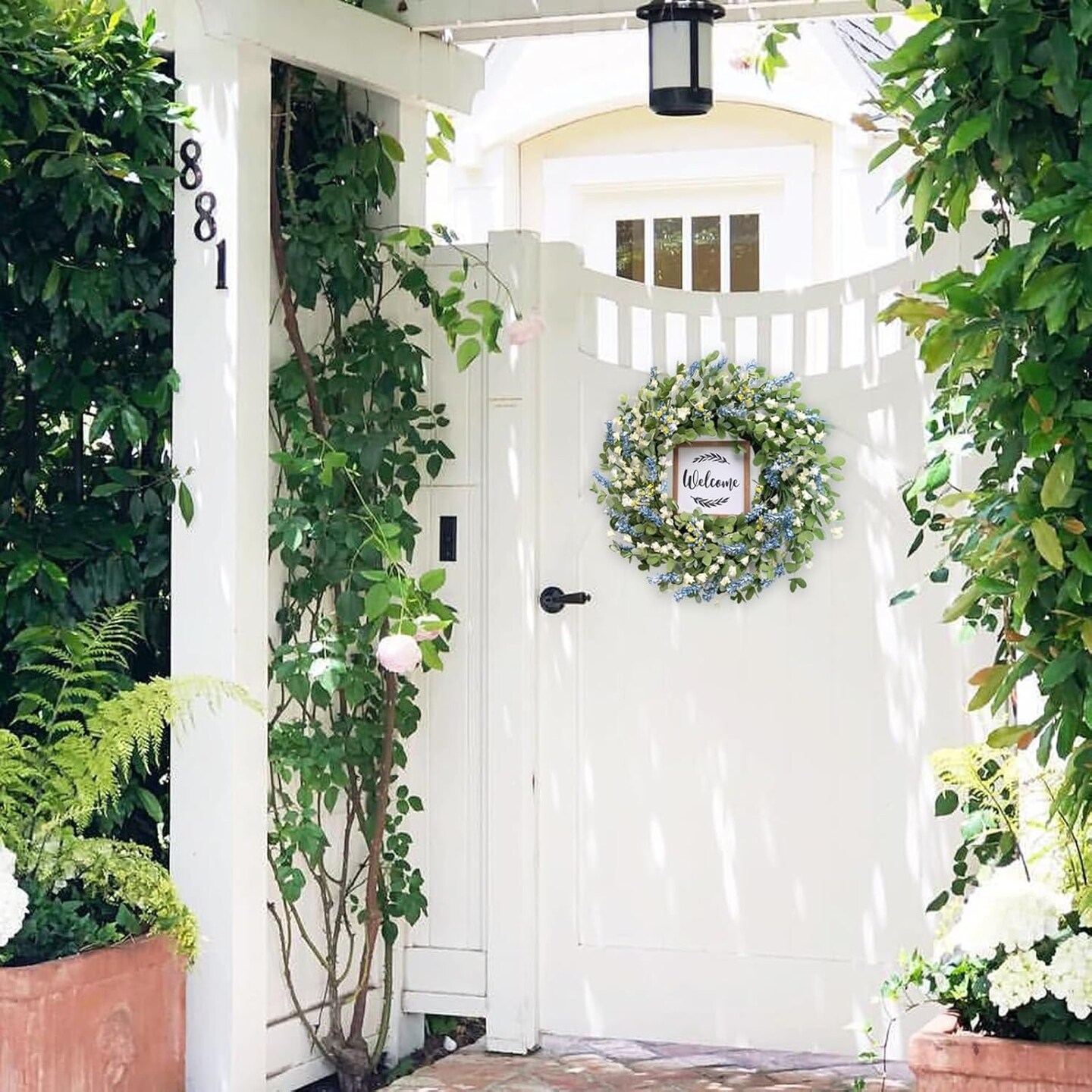 20&#x22; Artificial Blue Greenery Wreath