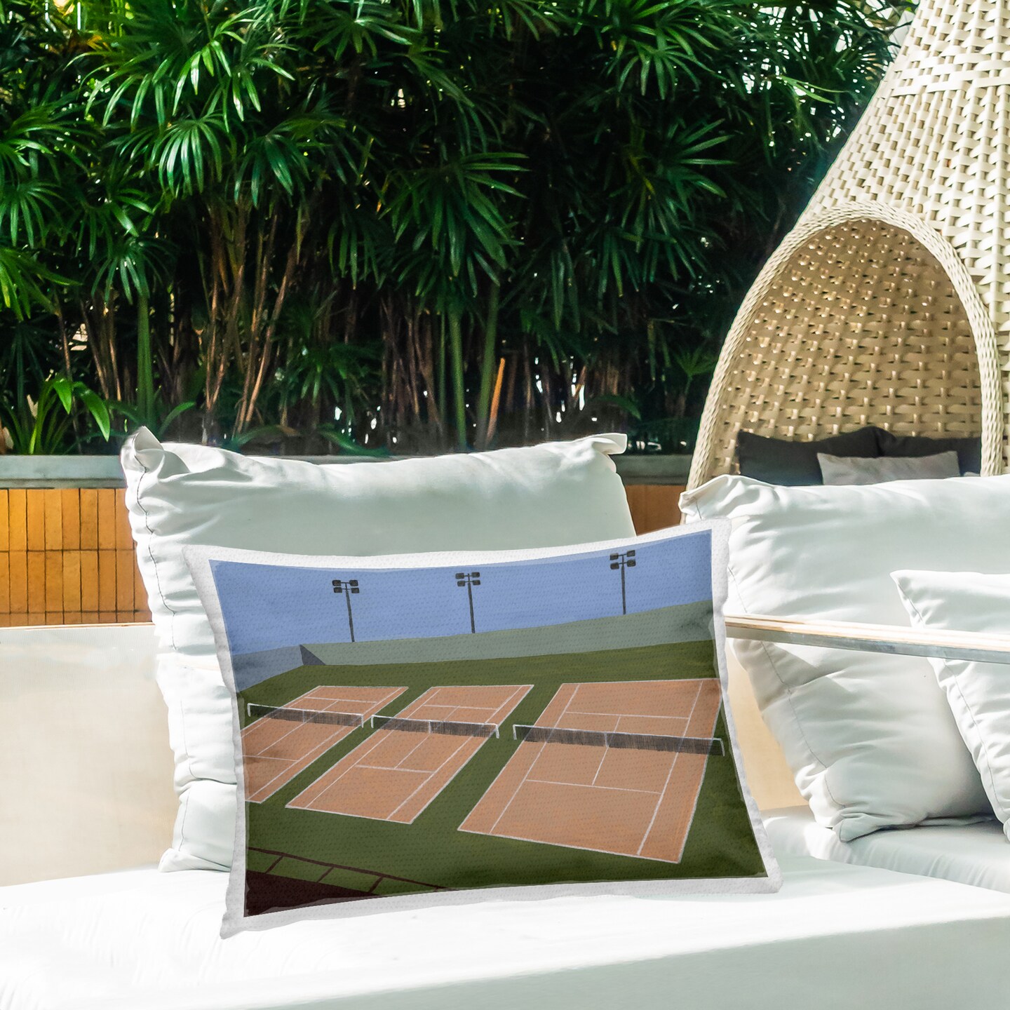 Stupell Industries Tennis Courts View Outdoor Printed Pillow, design by Michael Willett, 14 x 7 x 20