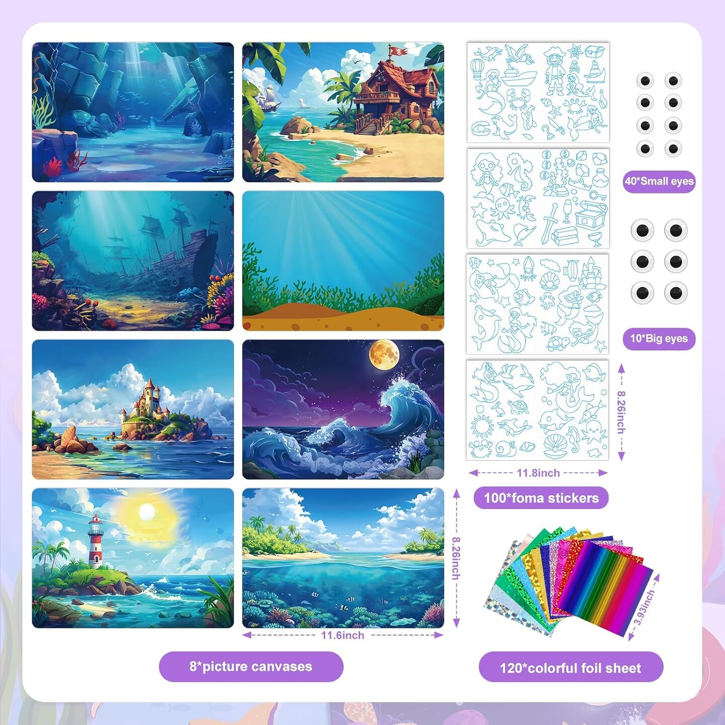 Art & Craft Activity for Kids-Foil Fun Mermaid,No Mess Art Crafts for Girls,DIY Foil Foam Stickers,Creative Activity Kits,Kids Travel Toys,Gifts for Girls & Boys Ages 4-10
