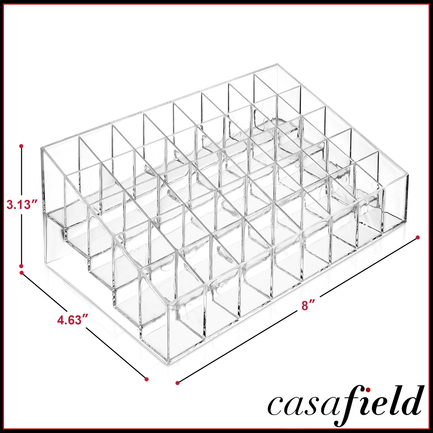 Casafield 40 Slot Acrylic Lipstick &#x26; Makeup Organizer - Cosmetic Display Case - Clear