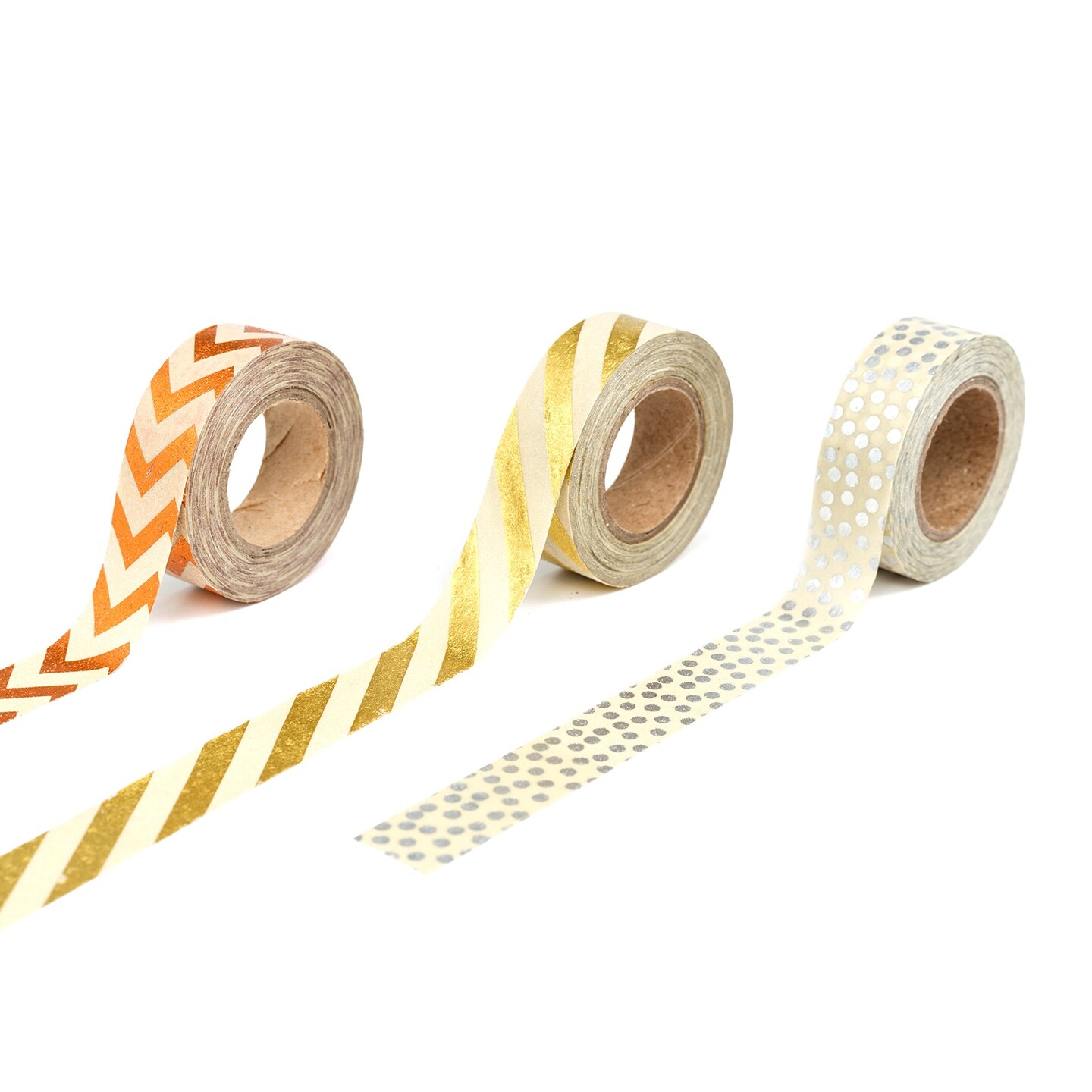 American Crafts DIY Shop Metallic Tape 10yd 3/Pkg-Gold, Copper & Silver Accents