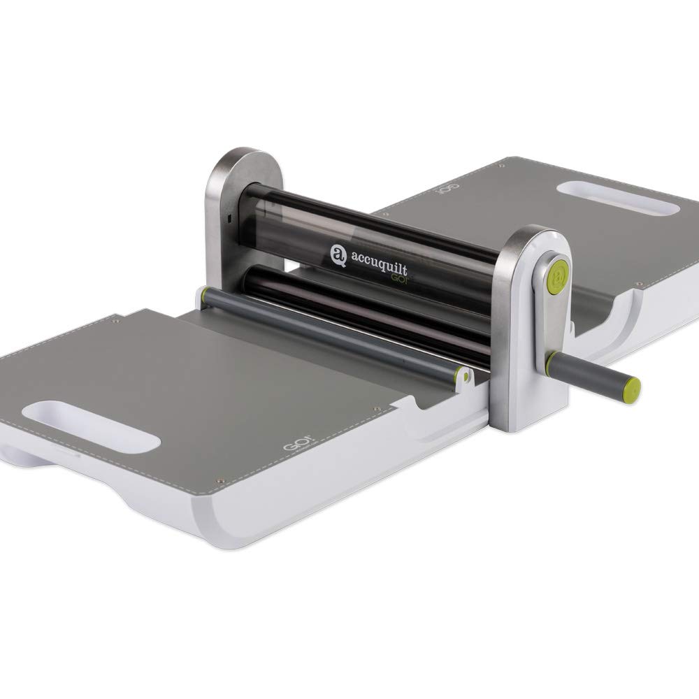 AccuQuilt GO! Fabric Cutter Starter Set including the GO! Fabric Cutter, Original Handle, GO! Value Fabric Cutting Die, GO! 6&#x201D; x 12&#x201D; Cutting Mat, 20 Pg Pattern Book, and Die Pick.