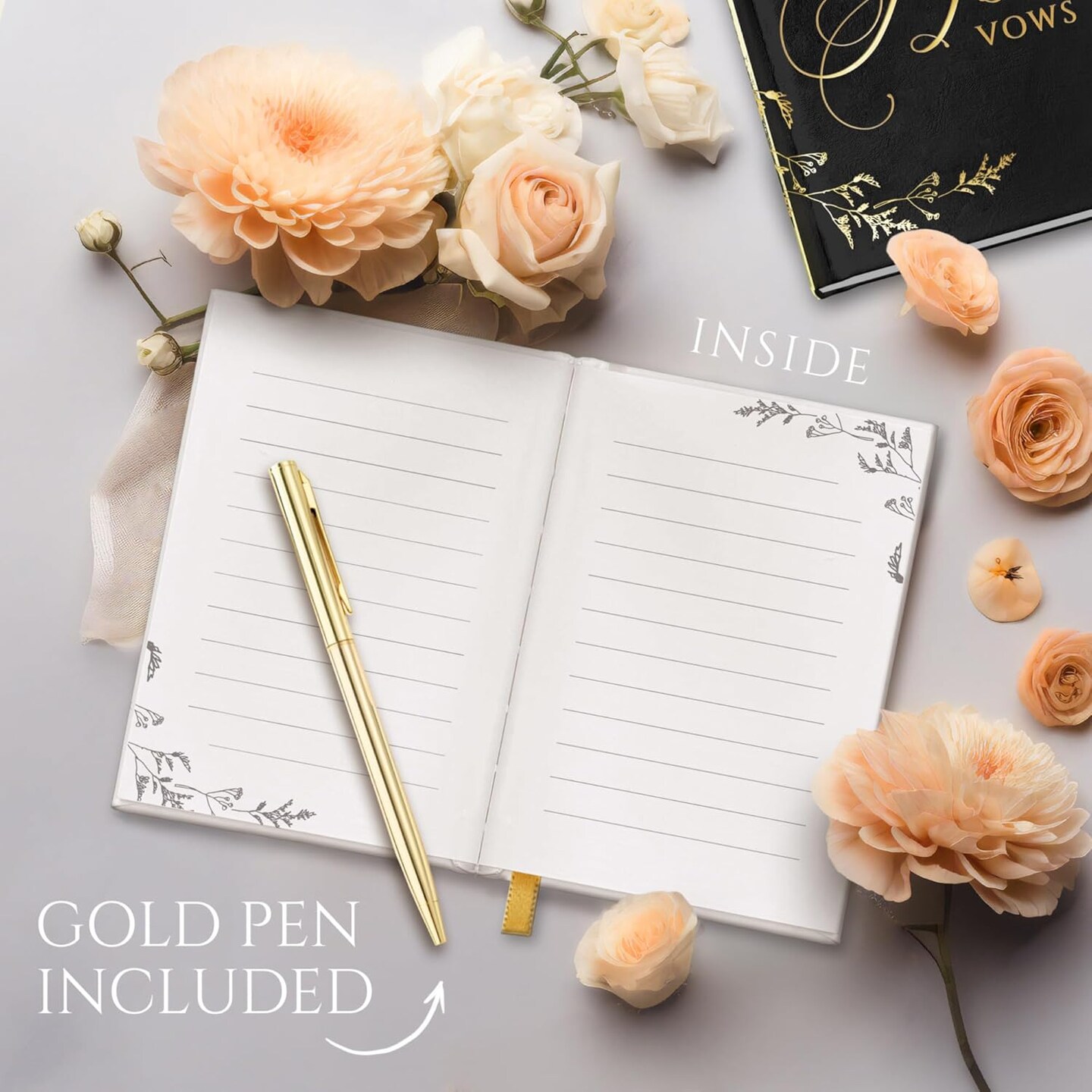 Vow Books, 2 pc Vow Books His and Hers, Vows Book, Wedding Vow Book, Gold Stamped Vow Books for Wedding, Vow Book, Wedding Vow Books, Black and White His and Her Vows Book, Wedding Vows Book