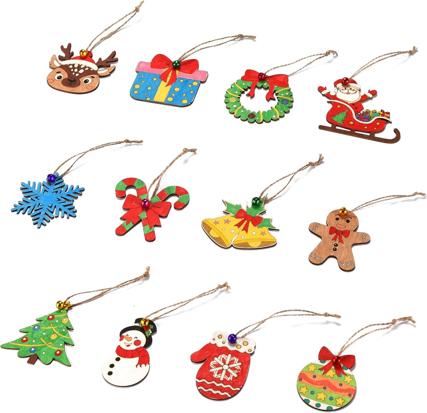 96 Pcs Wooden Christmas Ornaments Unfinished Wood Slices