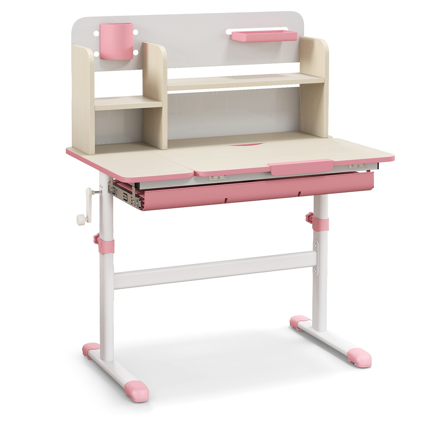 Kids Study Table with Adjustable Height Tilt Desktop and Storage Drawer