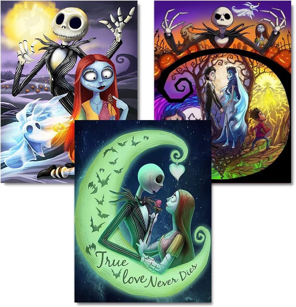 Diamond Painting Kits for Adults - 3 Pack Halloween 5D Diamond Art Kits Full Drill Diamond Dots Paintings