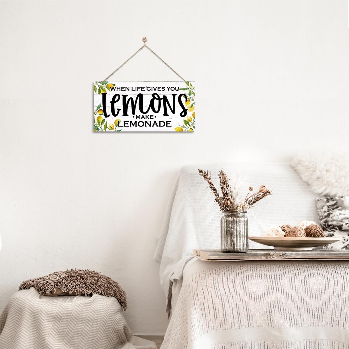 Lemon Decor, When Life Gives You Lemons Make Lemonade Sign, Decorative Wall Plaque, Lemon Quotes Wood Sign, Inspirational Decor Sign, Summer Home Wall Decor, Living Room Decor, Kitchen Decor