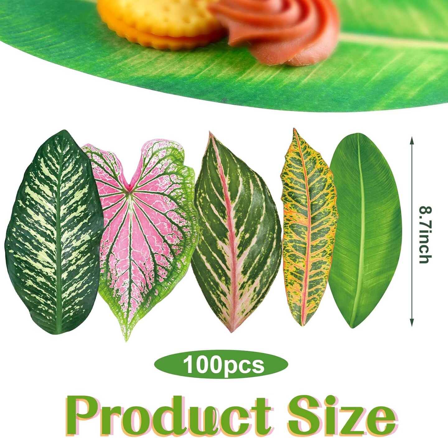 100 Pcs Charcuterie Board Parchment Paper Tropical Leaves 8.7 Inch Paper Leaves for Cheese Board Double Sided Tropical Parchment for Holiday Party Decorations Table Food Serving