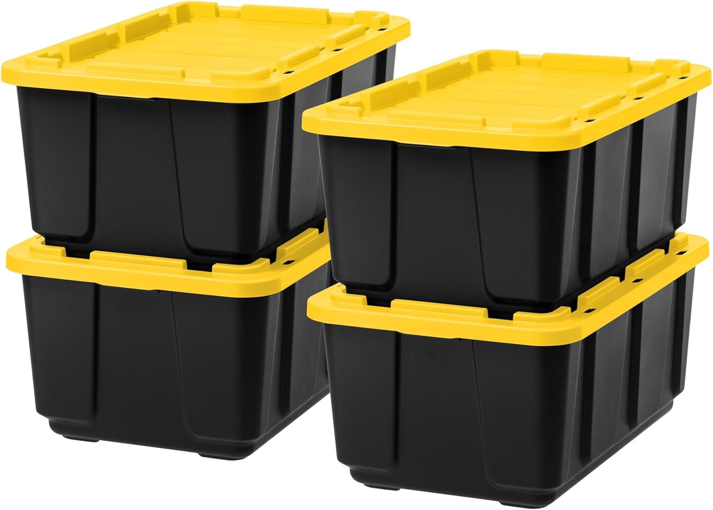 IRIS USA 27Gal/108Qt 4 Pack Large All-Weather Heavy-Duty Stackable Storage Plastic Bin Tote Container with Quick Snap Lid, Yellow