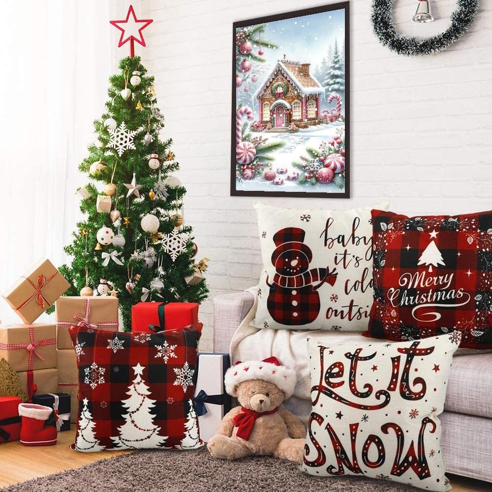 Christmas Diamond Art Kits for Adults - Christmas Snowscape House Landscape Diamond Painting Kits Full Drill Crystal Rhinestone Gem Art Craft Kits for Home Wall Decor 12X16Inch