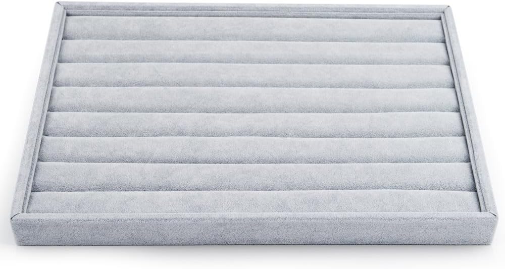 Velvet 7 Slots Ring Earrings Studs Tray Showcase Display Jewelry Organizer