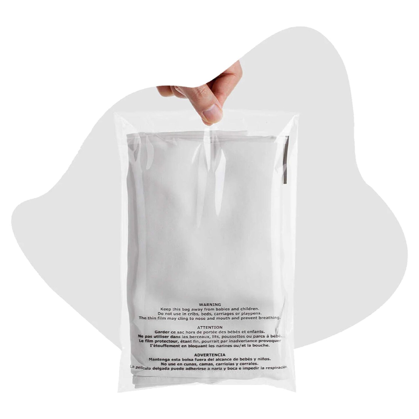 400 Count Resealable Clear Poly Bags with Suffocation Warning Self-Seal Cellophane Packaging 10" x 13"