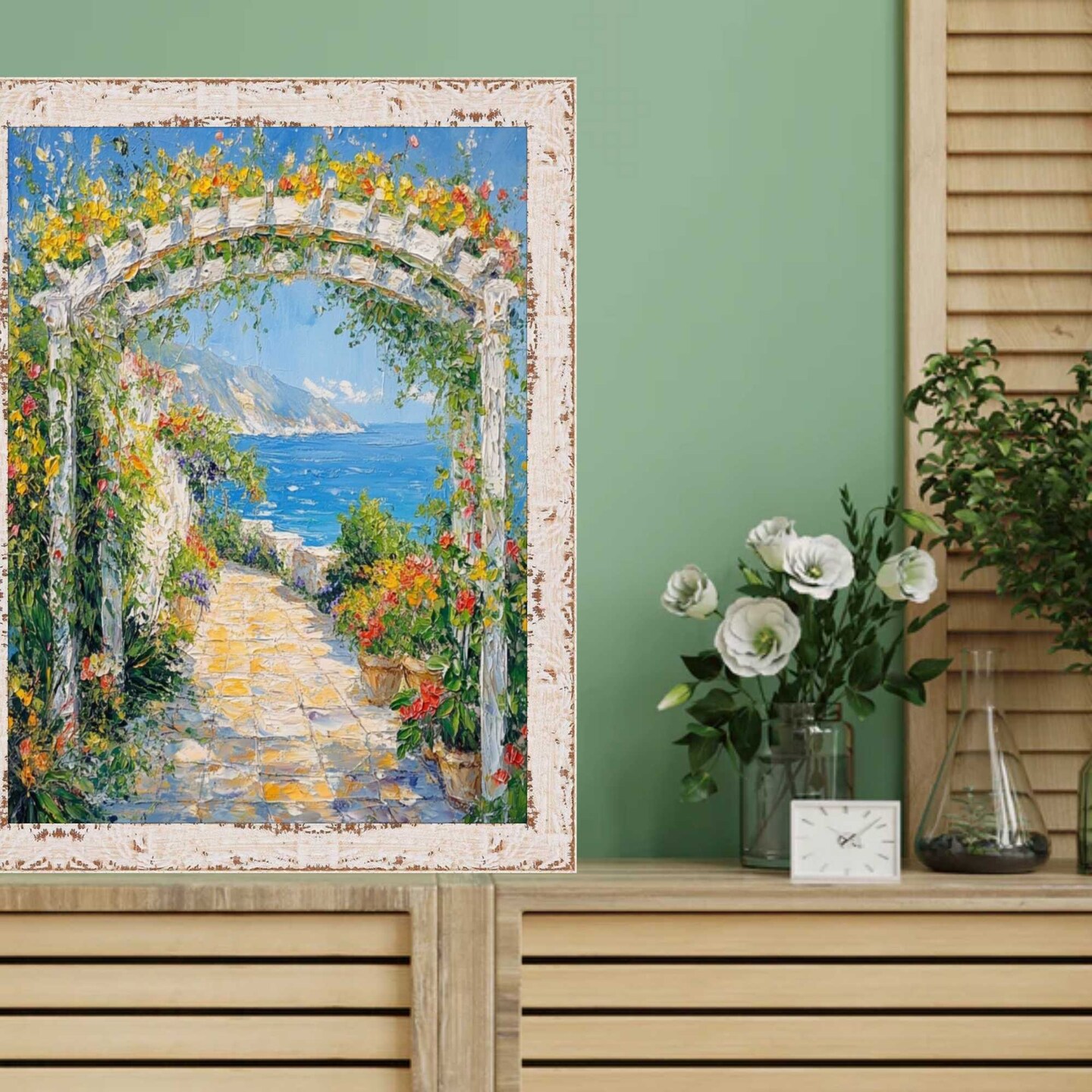 Slim White Creme Chabi Chic Farmhouse Rustic Picture Frame 40x40 frame