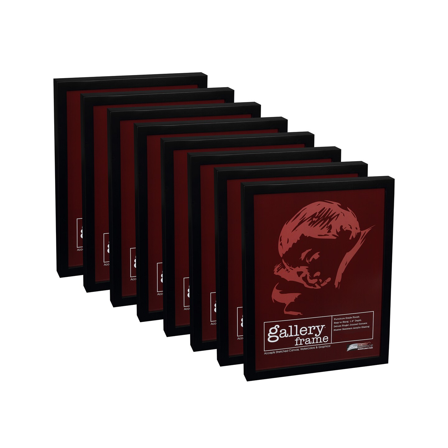 Ambiance Gallery Wood 1.5" Deep Picture Frames - 4x12" 8-Pack, Black Wood Frames, Shatter-Resistant Acrylic Glazing & MDF Backing, Horizontal or Vertical Wall Display