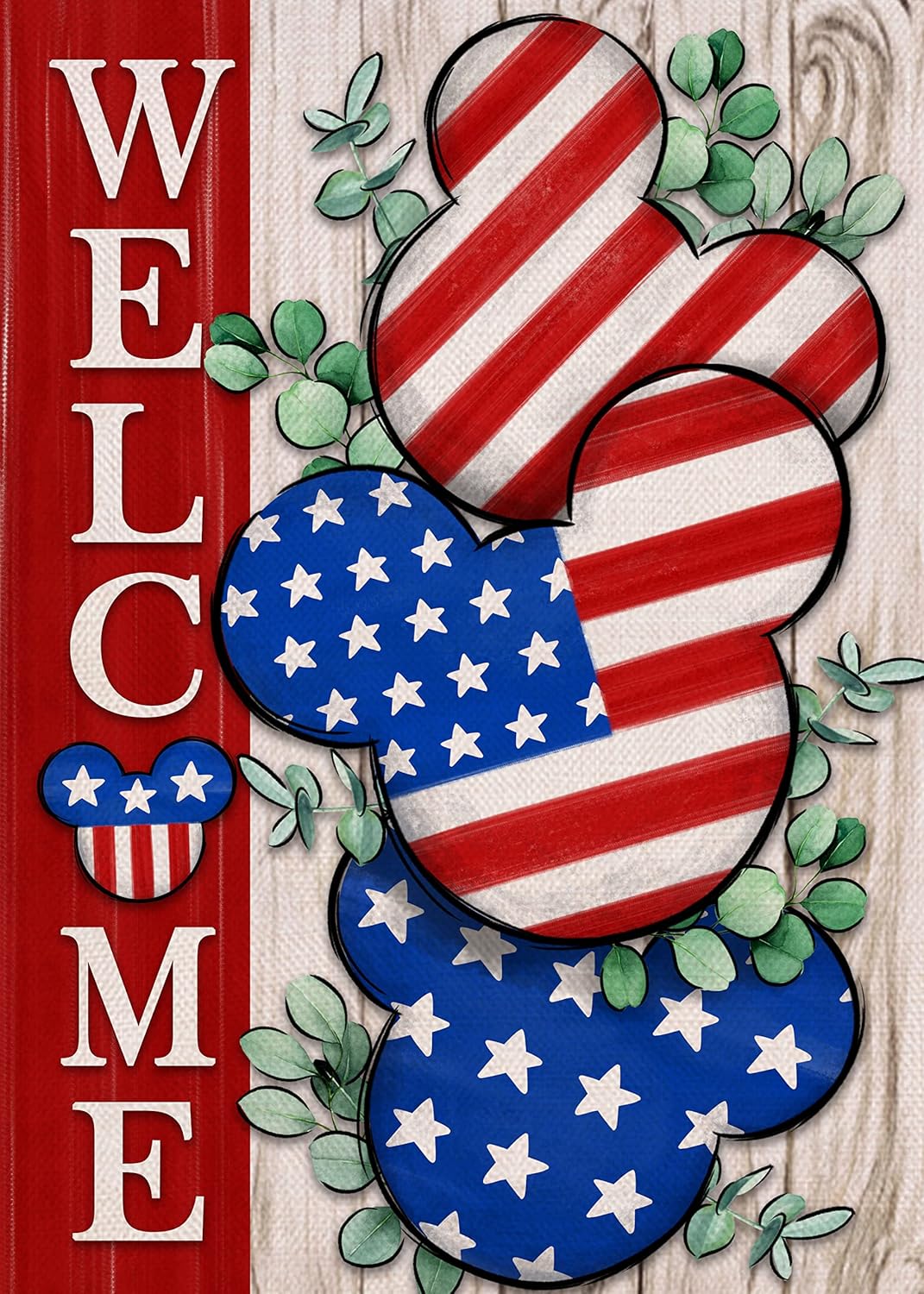 Welcome 4th of July Stars Stripes Patriotic Decorative Garden Flag, American USA Memorial Day Yard Outside Decorations, Summer Outdoor Small Home Decor Double Sided 12 x 18