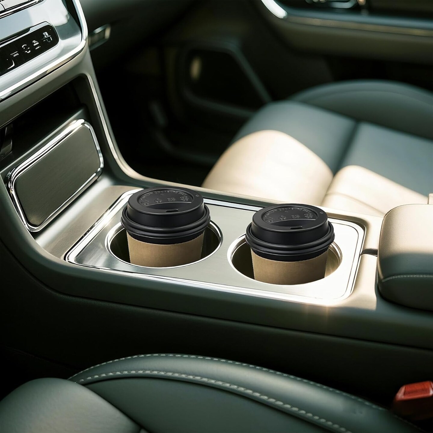 Disposable Paper Coffee Cups with Lids and Sleeves, Heat-Resistant Leak-Proof Black To Go Paper Cups for Hot Coffee, Cocoa, Chocolate and Espresso