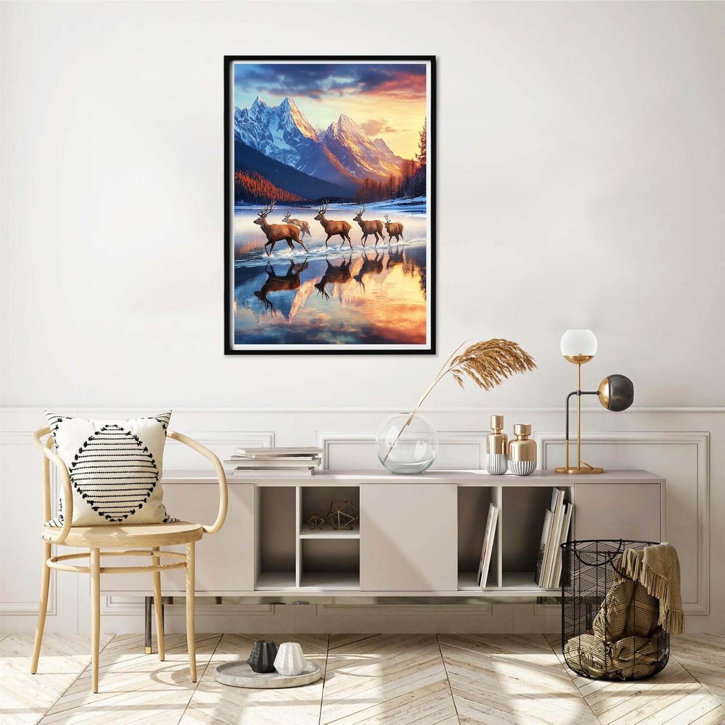 5D Deer Animals Diamond Painting Kits for Adults, Paint with Diamonds Art Landscapes DIY Full Round Drill Kits