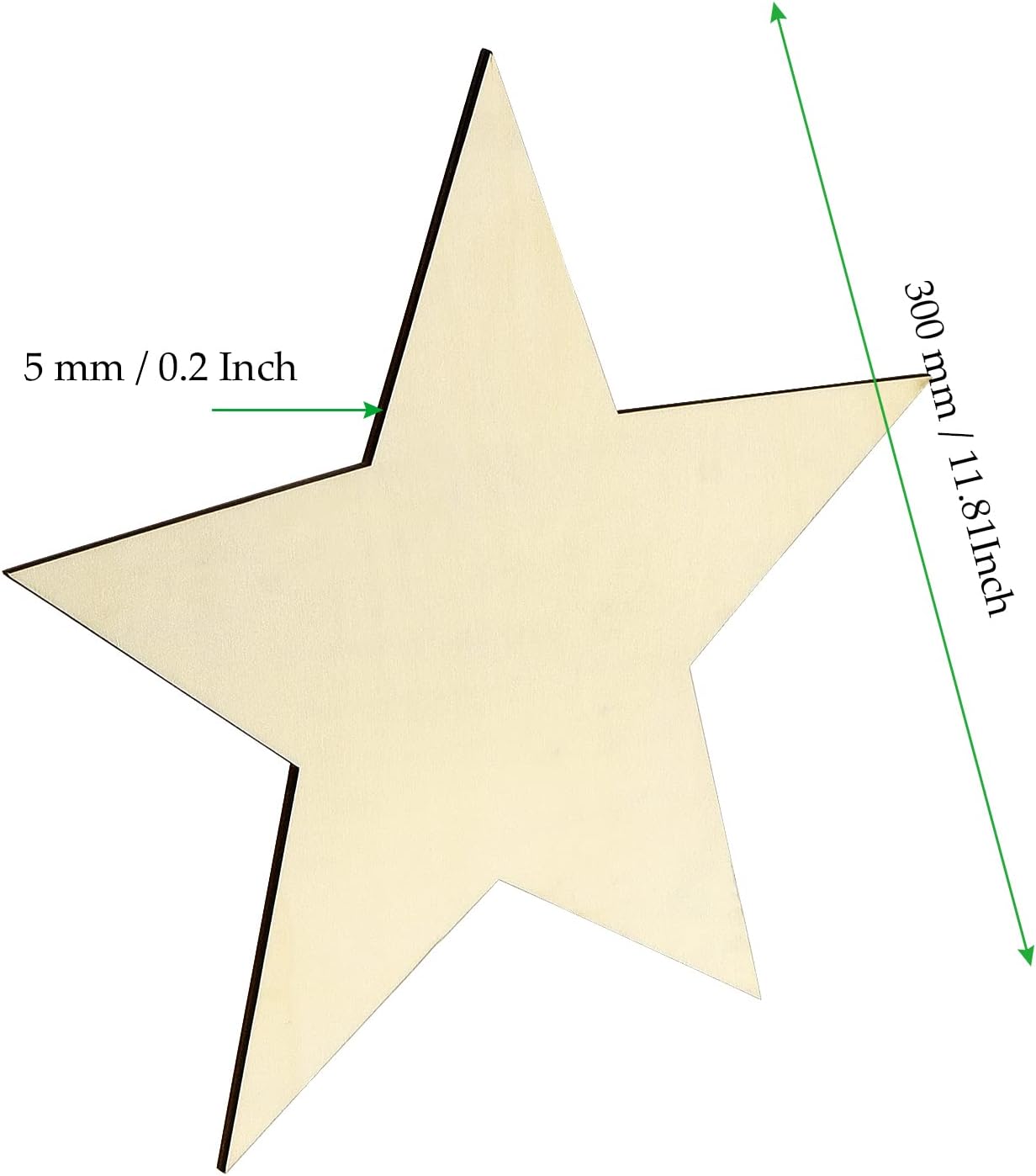 6 Pack Large Wooden Star Cutouts – 3/16 x 12 Inch, 5mm Thick Unfinished Wood Stars for Crafts, Party, Wedding Decorations & Christmas Gifts