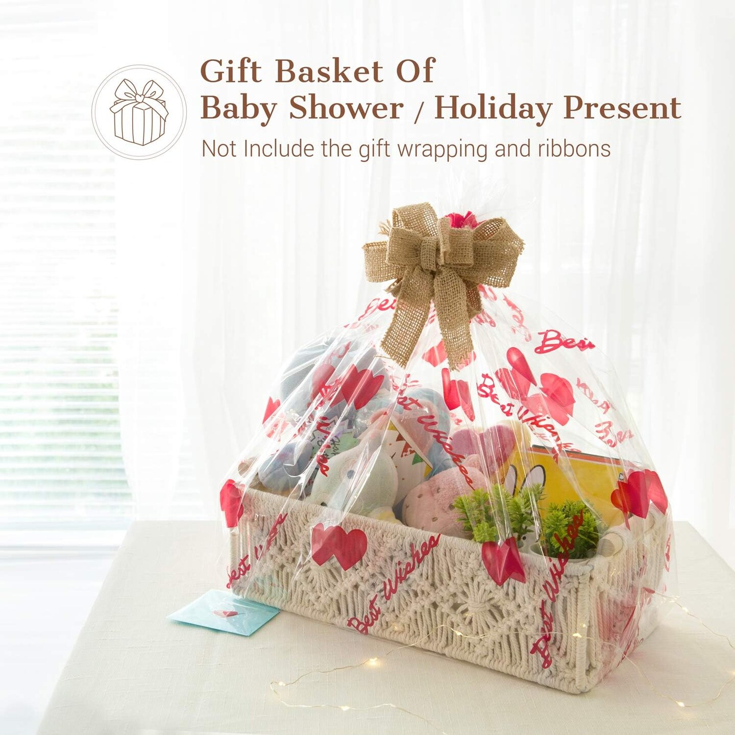 Macrame Storage Baskets Boho Decor Box Handmade Woven Decorative Countertop Toilet Tank Shelf Cabinet Organizer for Bedroom Livingroom Home, Set of 2, Ivory