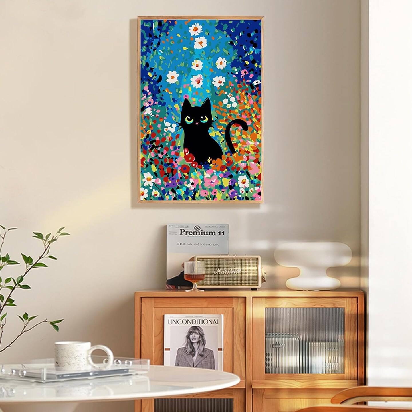 Paint by Numbers Flowers Cat 8x12