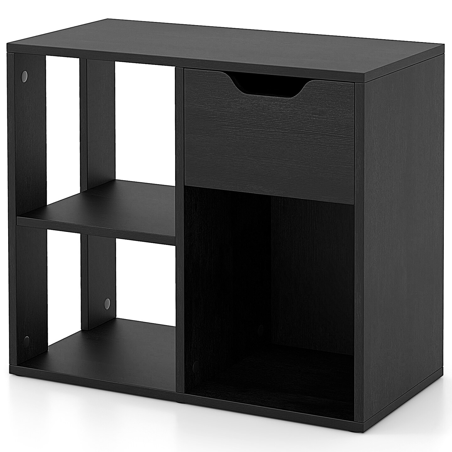 Modern Wood Bookcase with Drawer for Living Room and Study