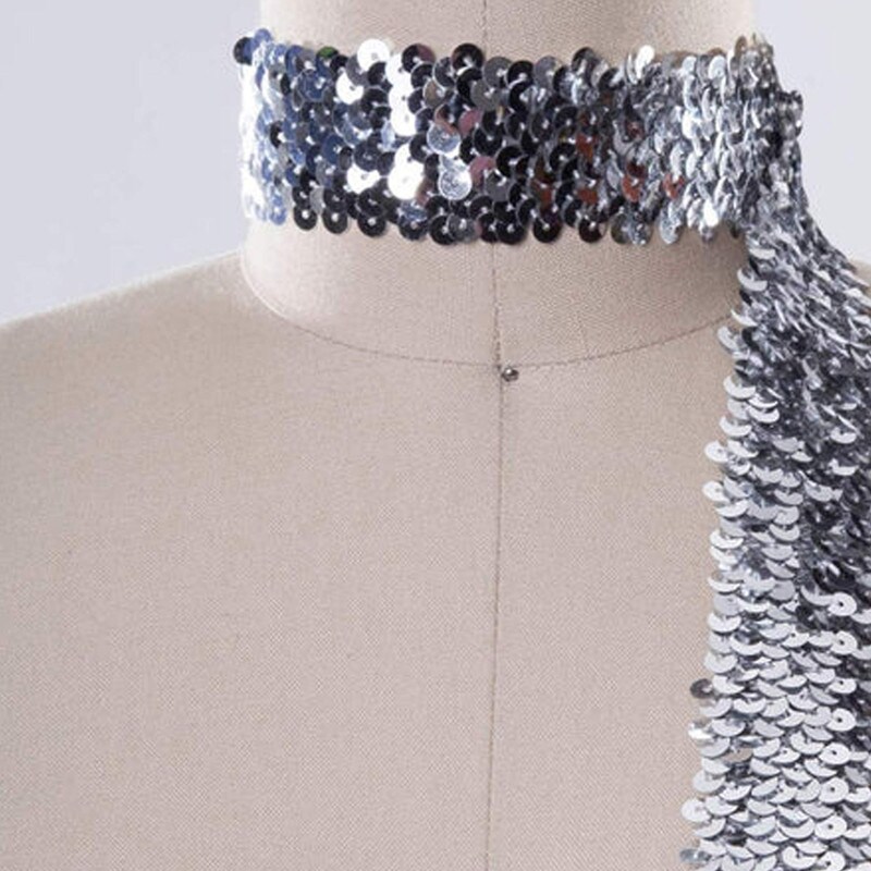 1 Yard 1.5&#x22; Stylish Silver Stretch Sequin Trim