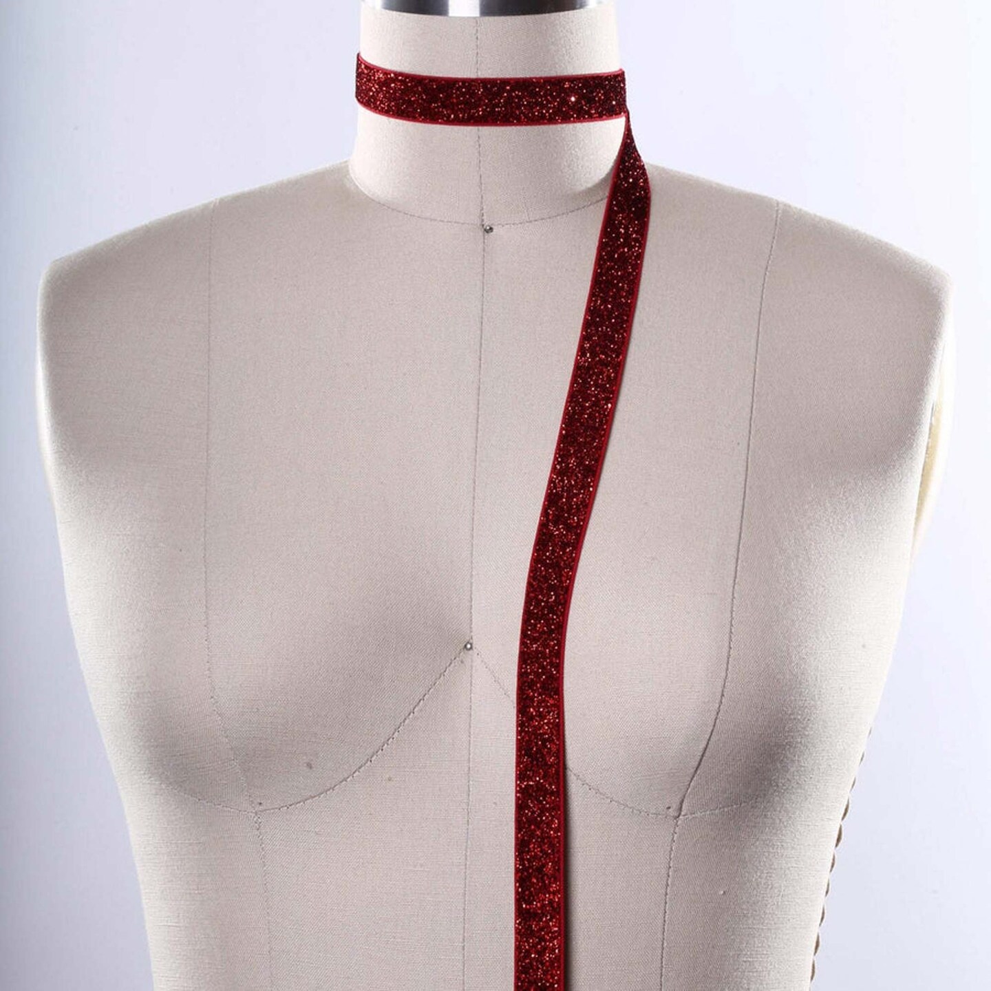 5/8&#x22; Red Glitter Elastic Trim Scarlet Sparkly Elastic for Face Mask Headband DIY 2 Yards