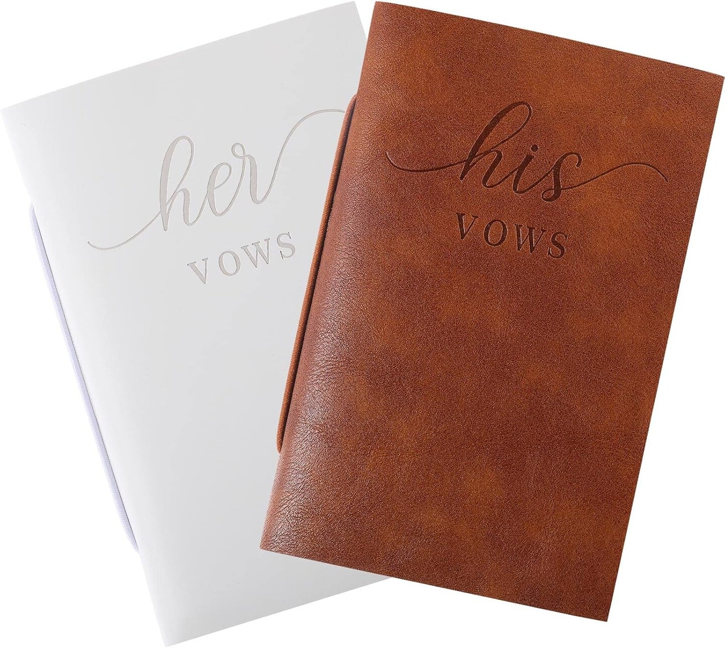 2 Pcs Wedding Vow Books His and Hers Vow Books Vow Notebook for Wedding Vows Journal Wedding Day Officiant Book 5.9 x 3.9 Inch, Bridal Shower Gifts, Wedding Keepsake, 50 Pages/Pcs (White, Brown)