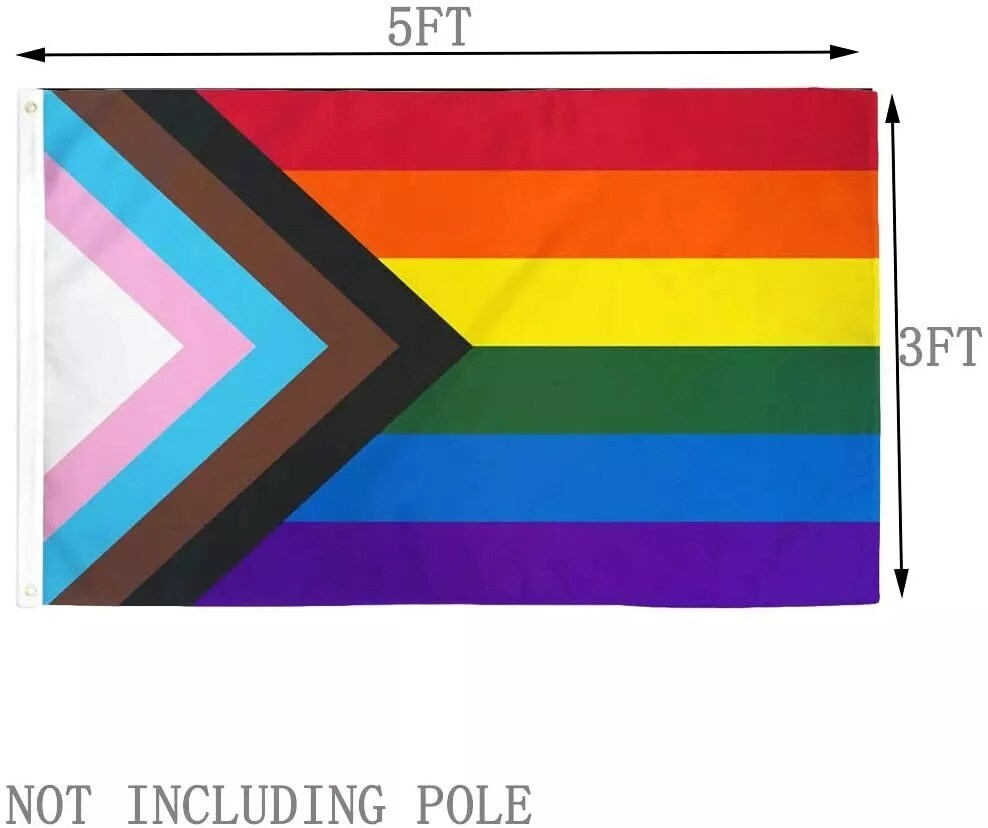 Progress Pride Rainbow Flag 3x5FT LGBTQ Trans People of Color