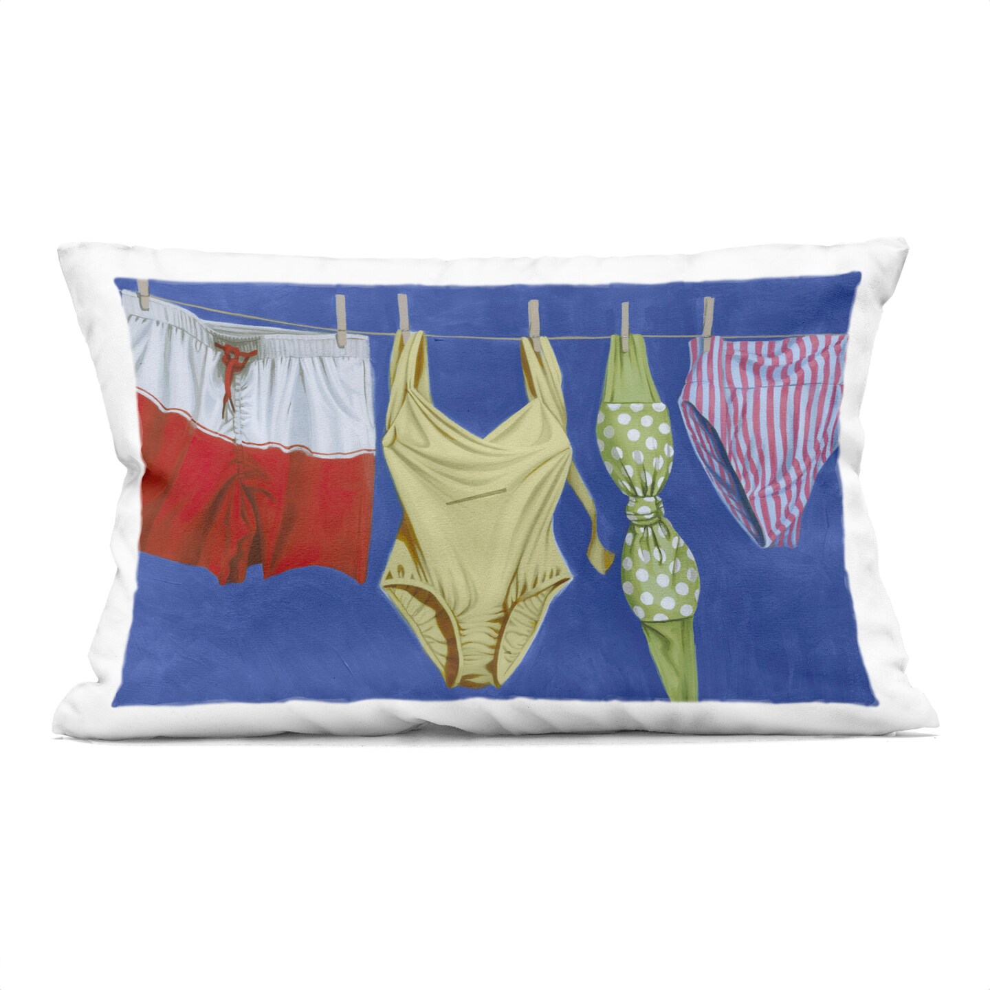 Stupell Industries Bathing Suits on Laundry Line Decorative Printed Throw Pillow, design by Grace Popp, 14 x 7 x 20