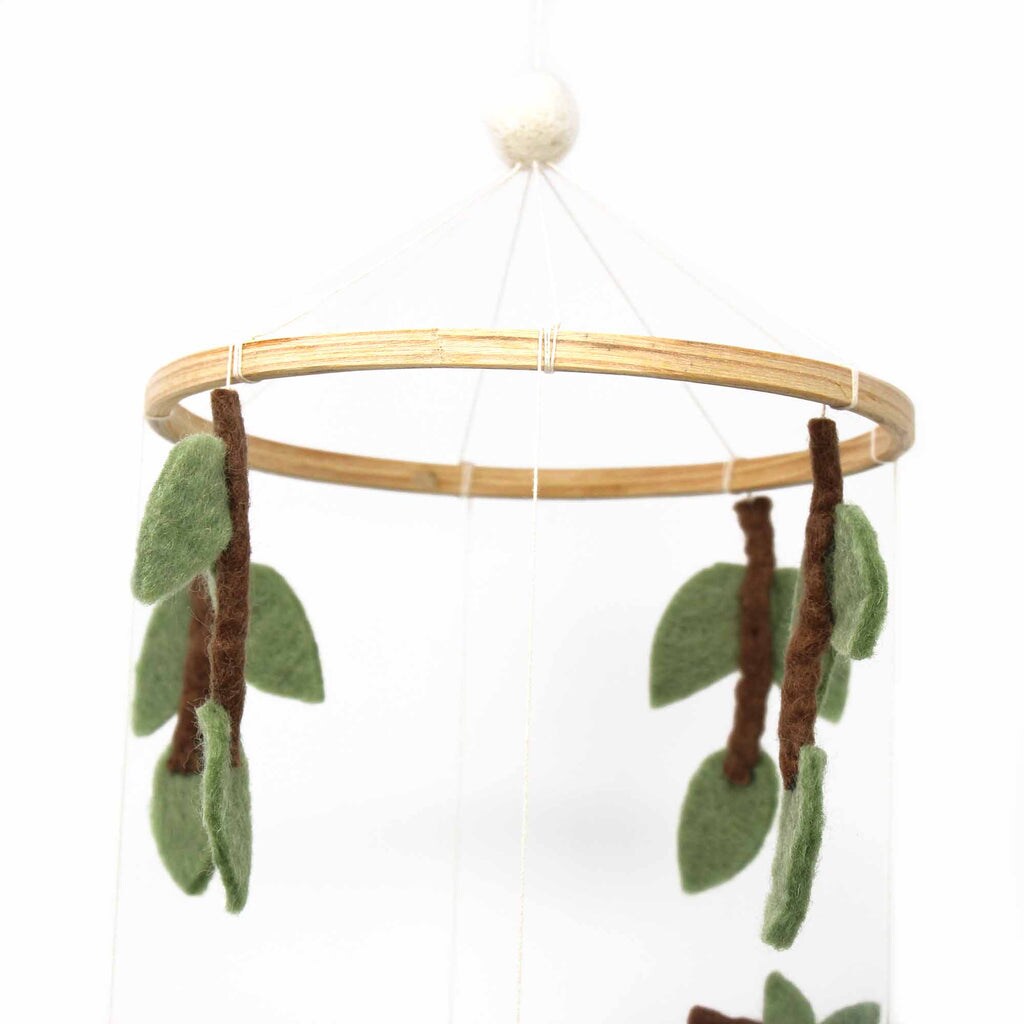 Multi-Color Hanging Sloth Mobile Handcrafted Wool Felt Nursery Room Decor for Infant Cribs