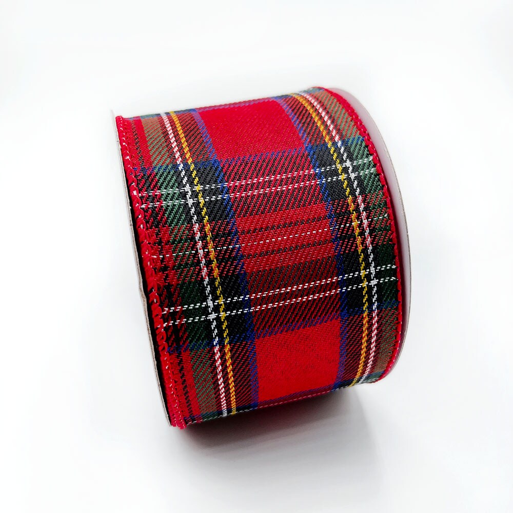 Designer&#x2019;s Shop WR 63-5187 Holiday Tartan Plaid Wired edge ribbon 2.5&#x201D; x 10 yard For DIY crafting, Home D&#xE9;cor, tree wreath decorating