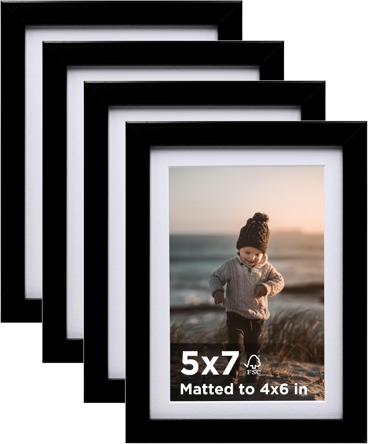 5x7 Picture Frame Black Set of 4