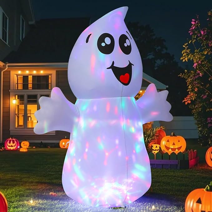 GOOSH 5 FT Halloween Inflatable Ghost Outdoor Decoration with Magic Light and Built-in LEDs