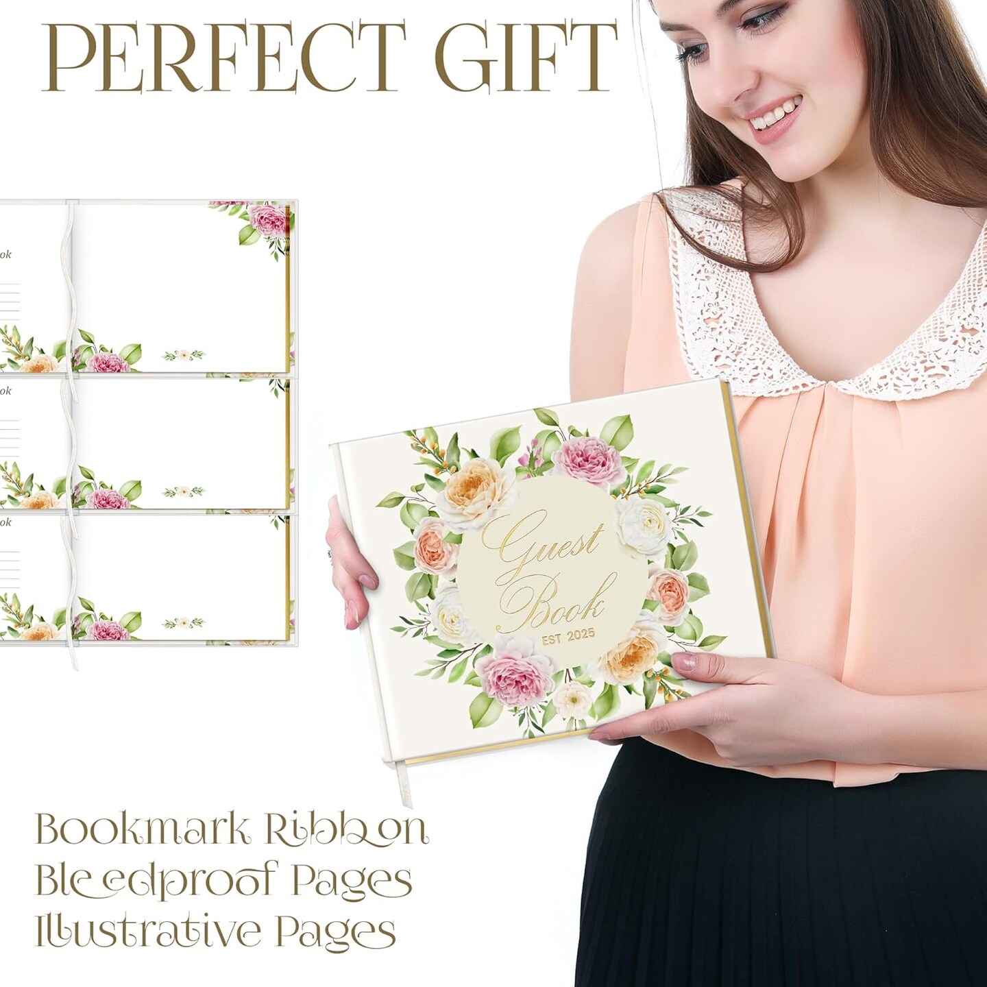 Wedding Guest Book with Pen and Stickers Included , Custom Guest Book Design 2025 , Guest Book Wedding Reception Size7.2&#x22; x 9.2&#x22; , Beautiful Wedding Guest Book Alternative , Thick Paper Wedding Signs