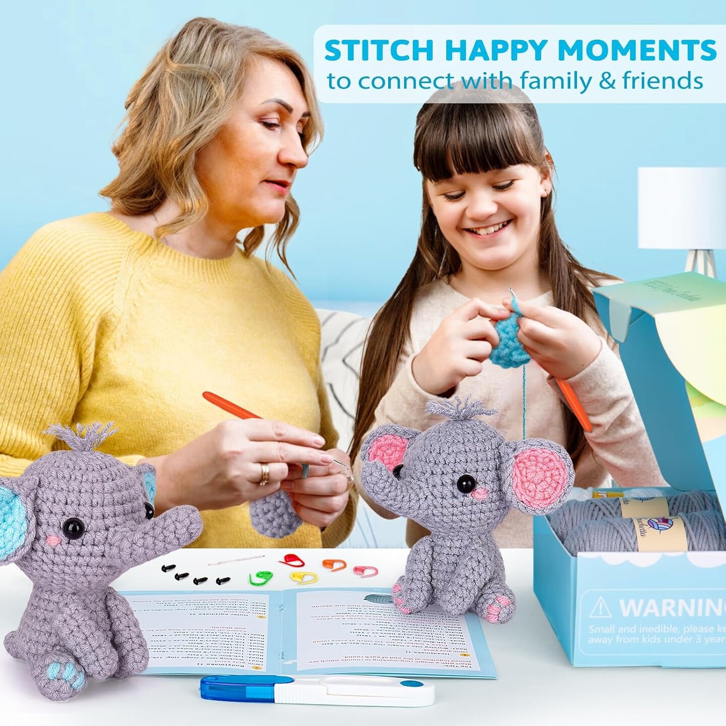 Crochet Kit for Beginners, Beginner Crochet Starter Kit with Step-by-Step Video Tutorials, Learn to Crochet Kits for Adults Kids
