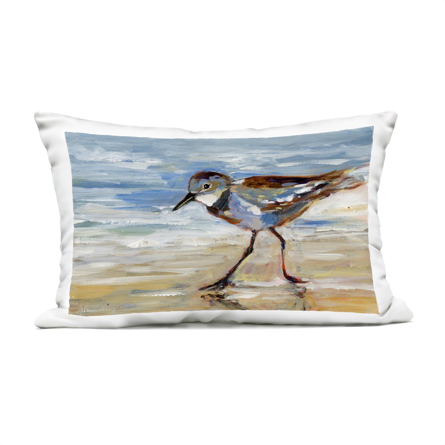 Stupell Industries Sandpiper and Beach Tide Outdoor Printed Pillow, design by Susan Winget, 14 x 7 x 20