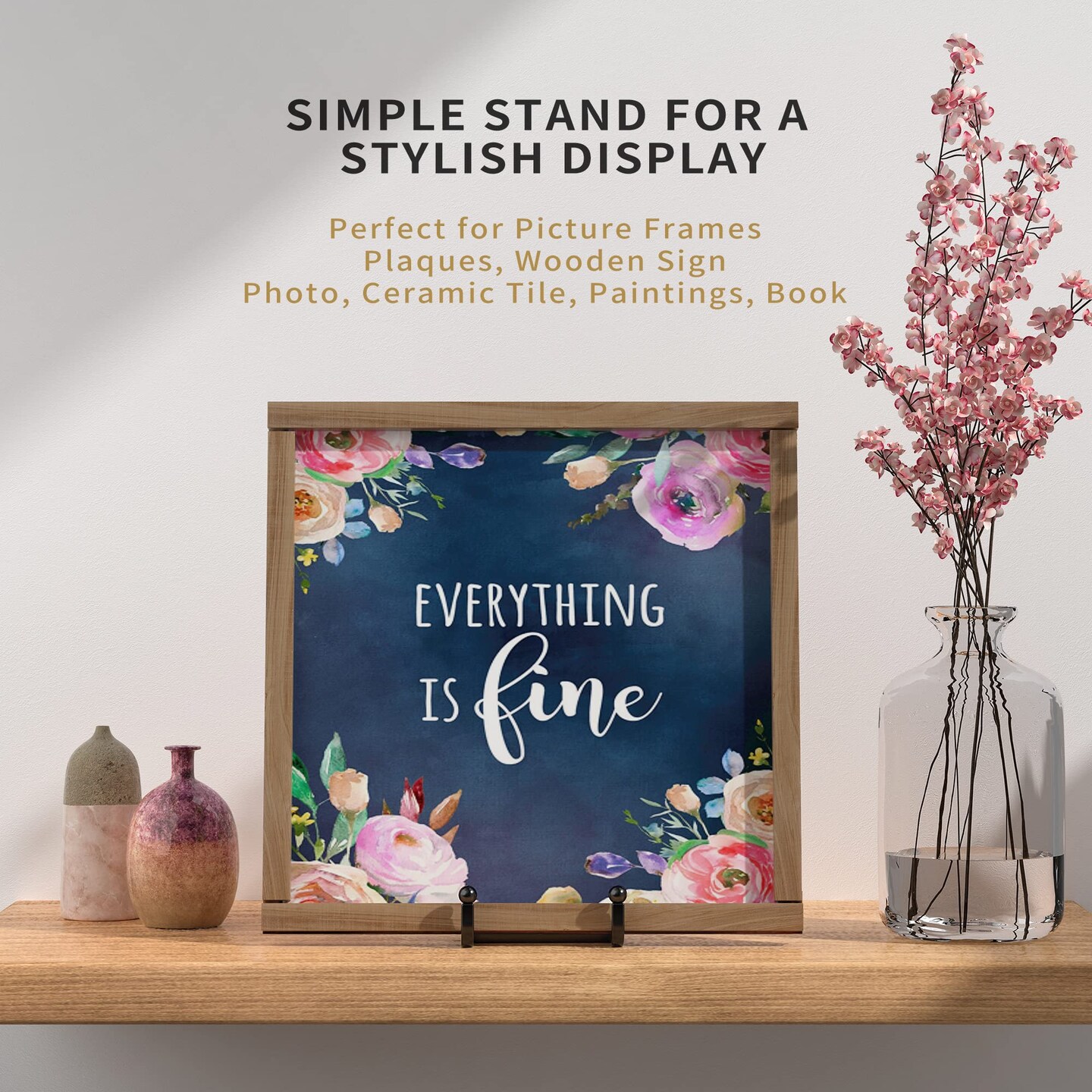 3 Pack 6 Inch Plate Stands for Display - Metal Square Wire Plate Holder Display Stand + Picture Frame Stand Holder Easel for Decorative Plate, Book, Plaque, Photo, Platter (Black 3pcs)