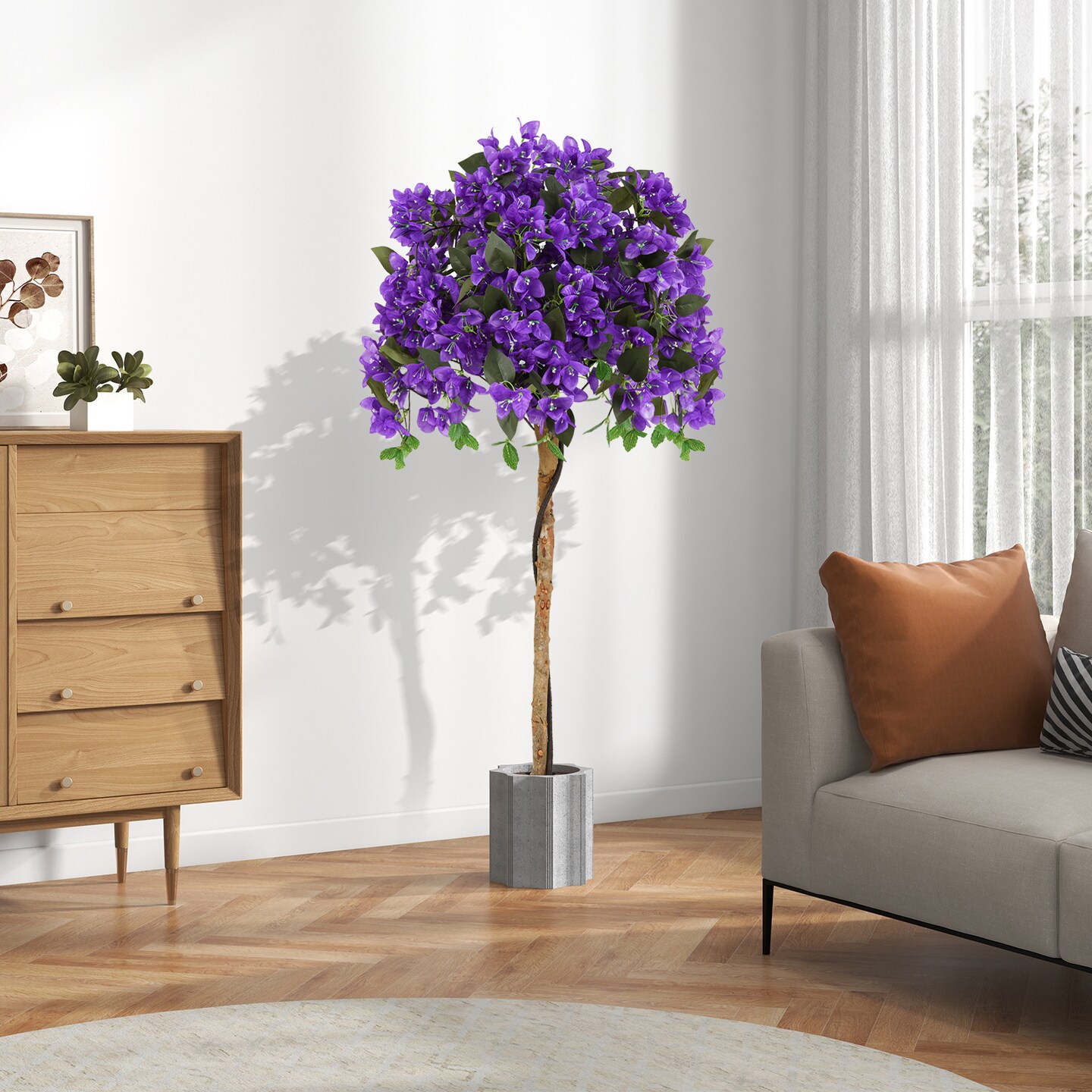 Artificial Azalea Tree with Real Wood Trunk and Silk Flowers 4.5 Feet