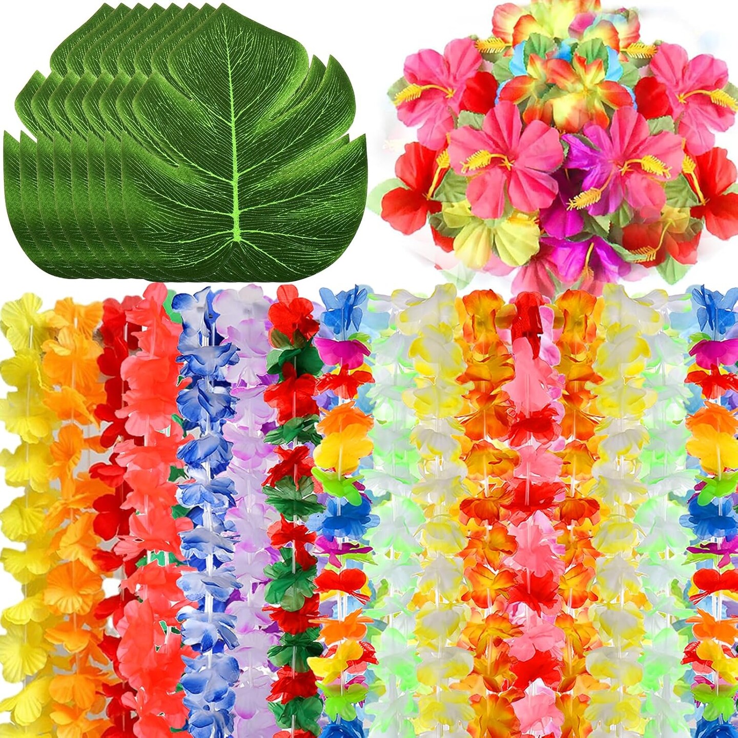 70 Pcs Hawaiian Luau Leis Decorations Supplies