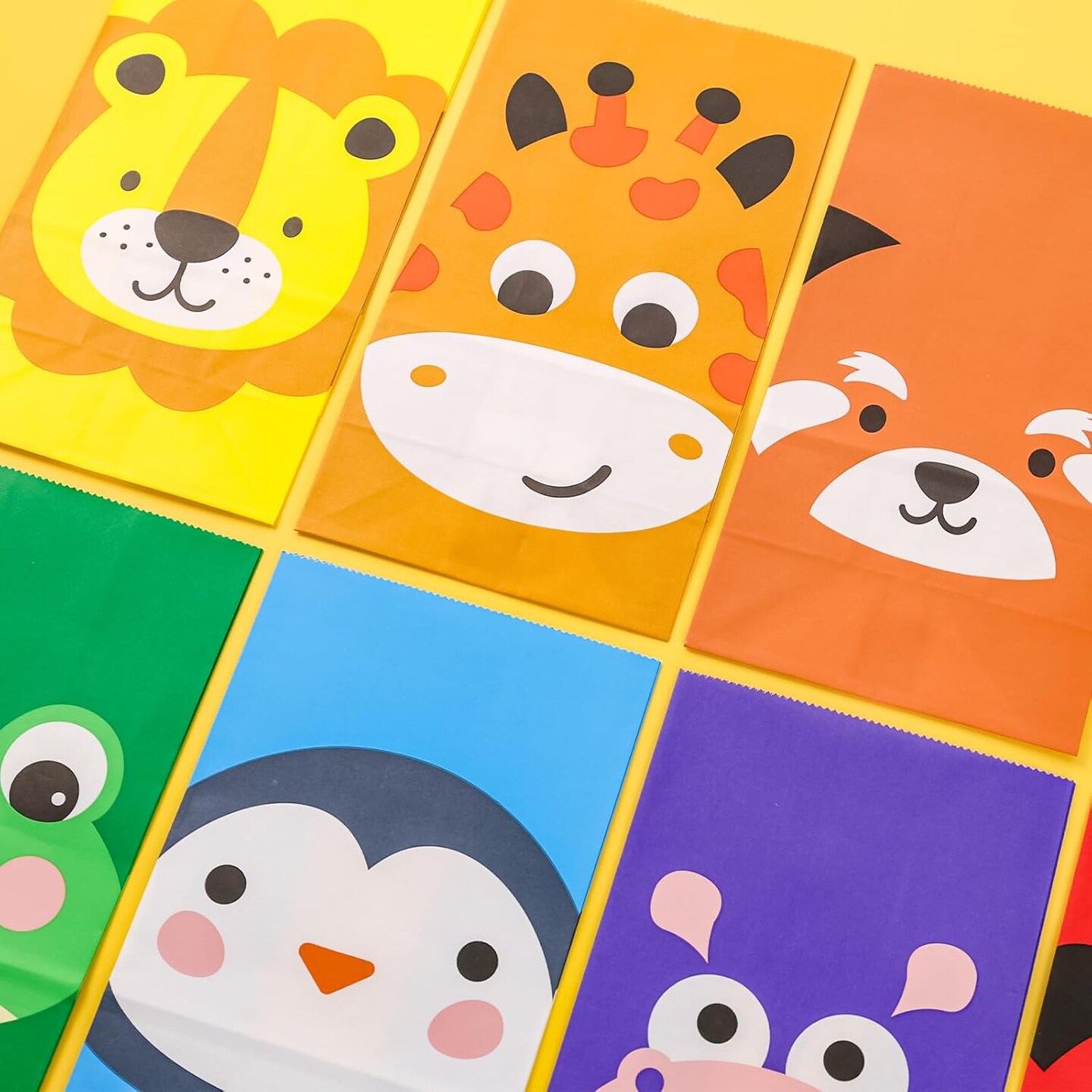 24 Pack Party Favor Bags with Stickers, 4.7&#x22;x 3.1&#x22;x 8.7&#x22; Animal Paper Treat Bags for Kids Birthdays Classroom Rewards Goodie Gift Supplies