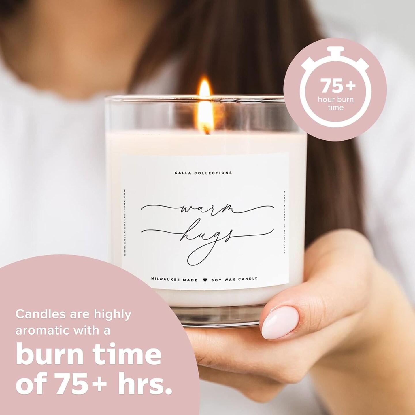 Warm Hugs Scented Candles for Home, Natural Soy Wax, Relaxing Aromatherapy Gifts, Essential Oils Scented, Long-Lasting Candle Burns