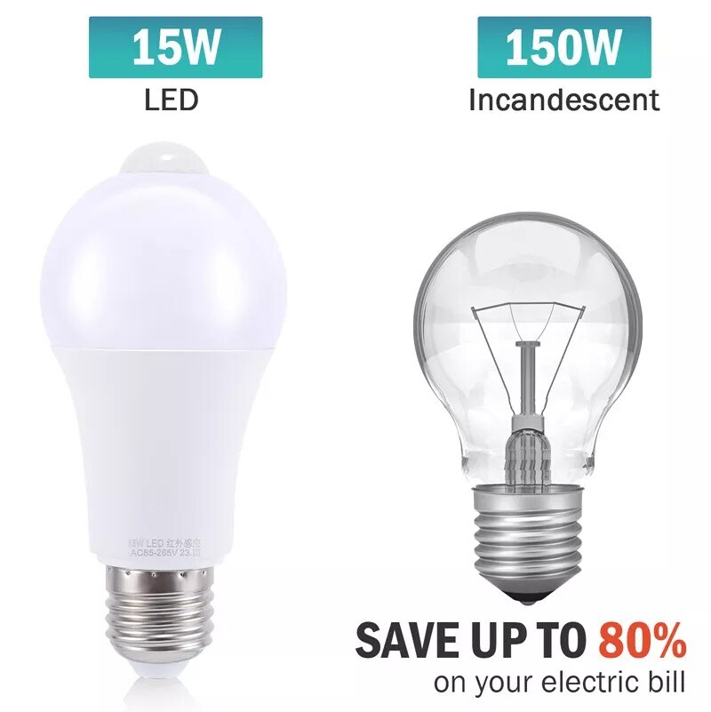 LED Light Bulb 90W Equivalent Motion Sensor Lamp Dusk to Dawn w/ Socket