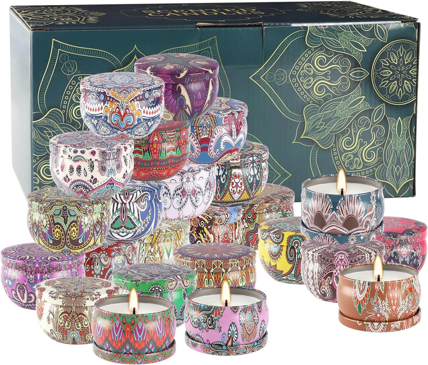 Scented Candles - 2.5 oz Aromatherapy Candle Gift Sets - Soy Wax with Essential Oil -Wonderful Gifts for Women Mother Friends Coworkers, 24 Pack