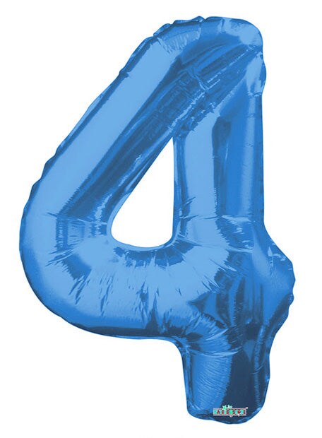 34&#x22; Numeral 4 Balloon - Blue, 1ct