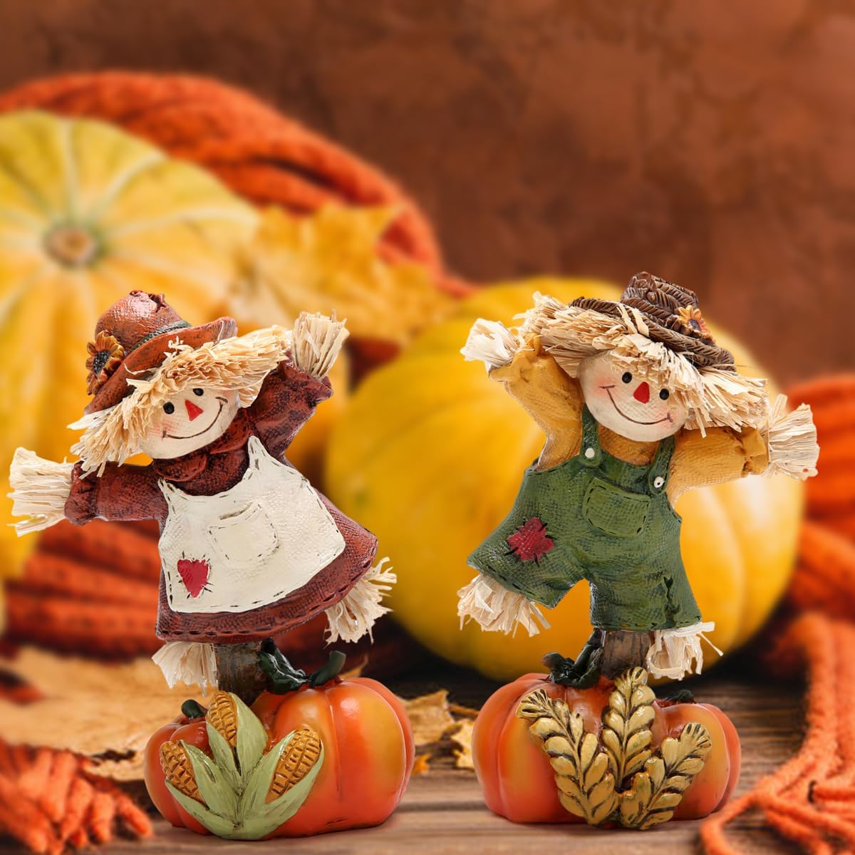 Thanksgiving Pumpkin Scarecrow Figurines