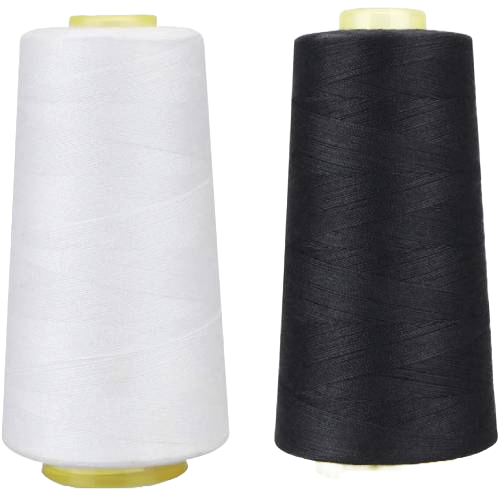 2 Pack of Black White Spools Sewing Thread All Purpose Overlock Cone Durable 6000 Yard