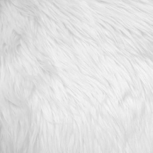 1 Yard White Shaggy Faux Fur Fabric 60 Inch Wide for Festival Outfits and Upholstery
