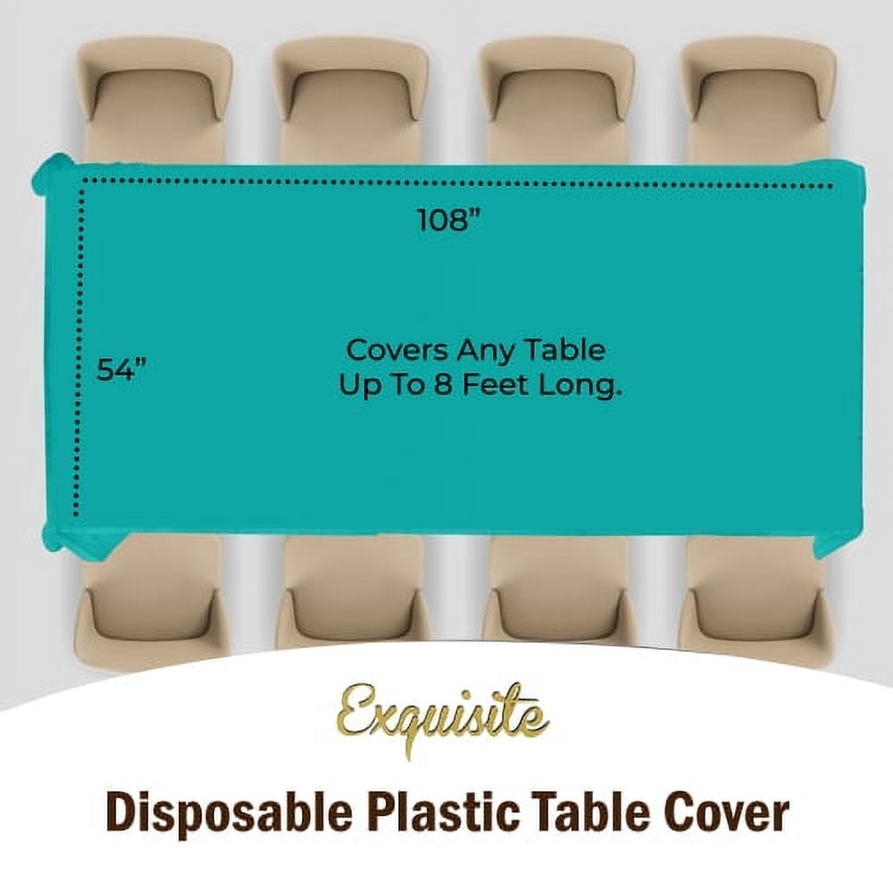 Exquisite 12-Pack Premium Plastic Tablecloth 54in. x 108in. Rectangle Plastic Table Cover